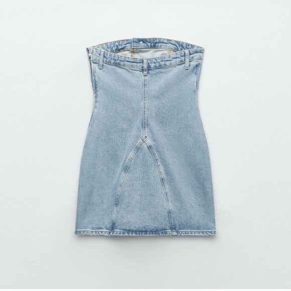 Zara Women’s Strapless Denim Dress Size Medium - Picture 6 of 11